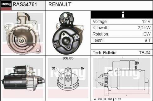 Remy RAS34761 - Starter www.autospares.lv