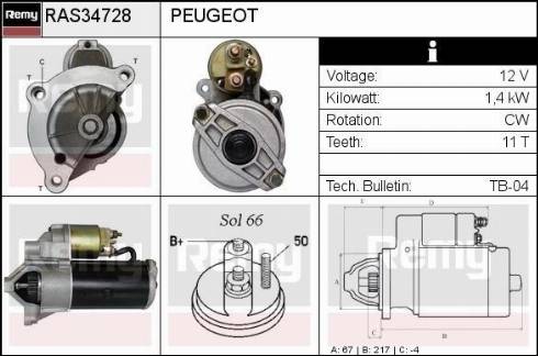 Remy RAS34728 - Starteris autospares.lv