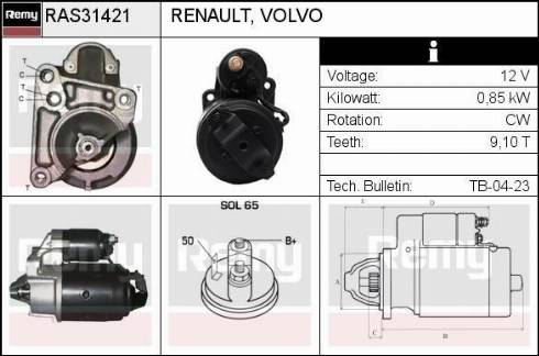 Remy RAS31421 - Стартер www.autospares.lv