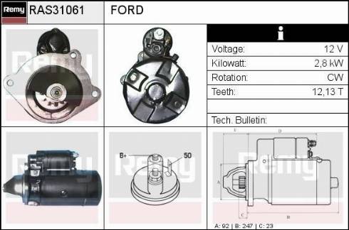 Remy RAS31061 - Starteris autospares.lv