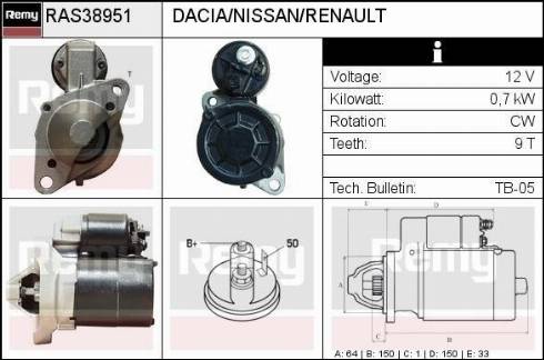 Remy RAS38951 - Стартер www.autospares.lv