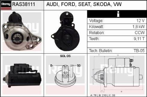 Remy RAS38111 - Starter www.autospares.lv