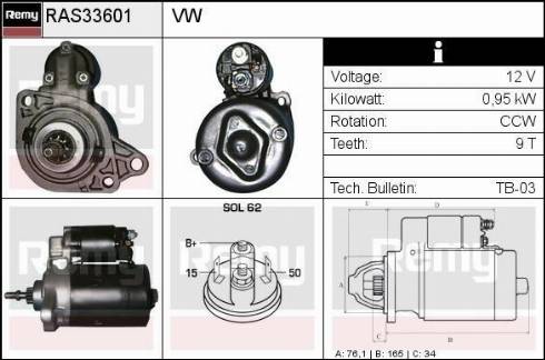 Remy RAS33601 - Starter www.autospares.lv