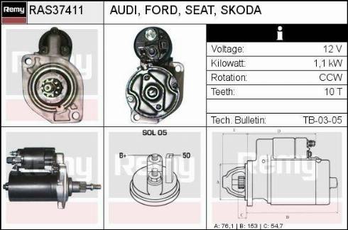 Remy RAS37411 - Стартер www.autospares.lv