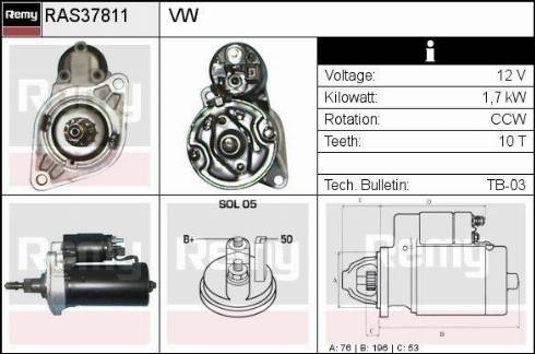 Remy RAS37811 - Стартер www.autospares.lv