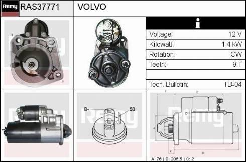 Remy RAS37771 - Стартер www.autospares.lv