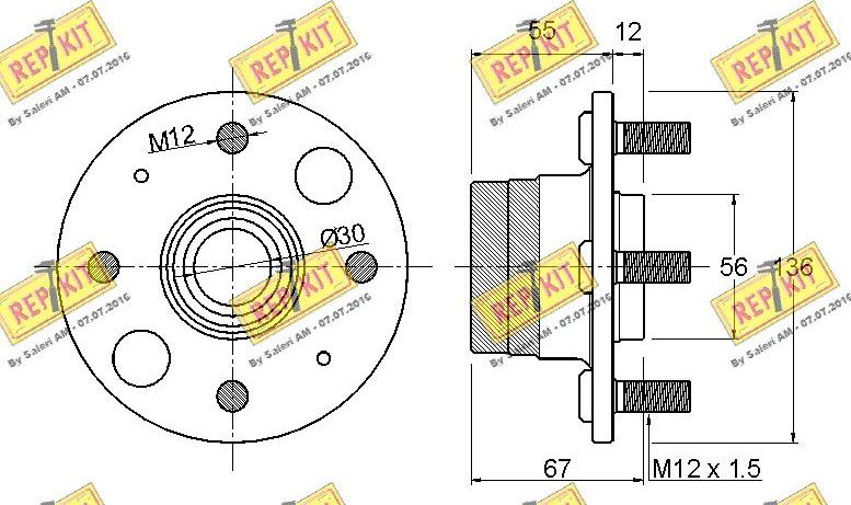 REPKIT RKB0936 - Wheel hub, bearing Kit www.autospares.lv