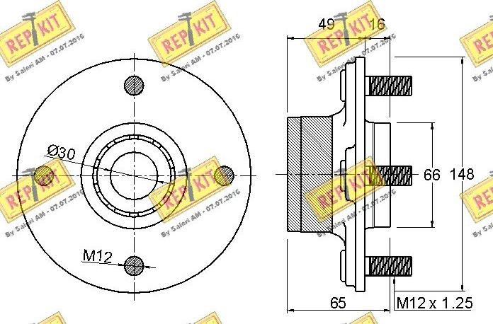 REPKIT RKB1641 - Подшипник ступицы колеса, комплект www.autospares.lv