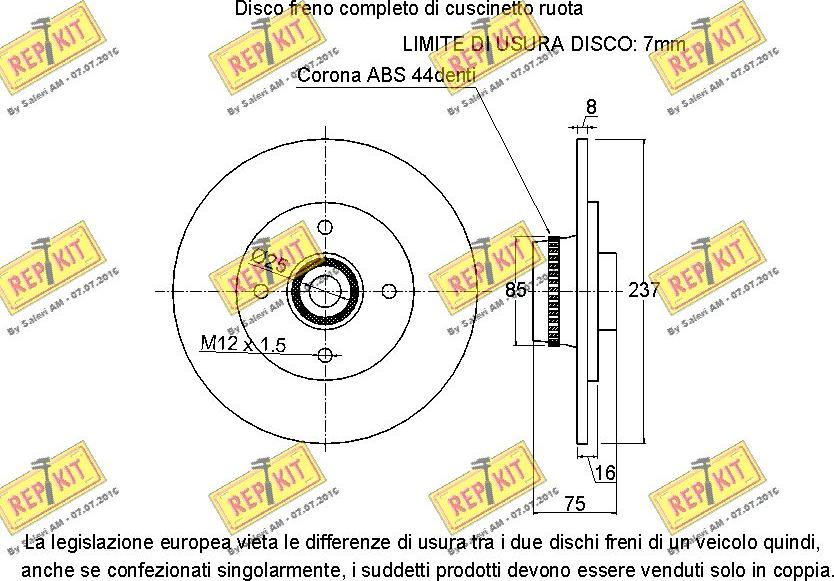 REPKIT RKB2527 - Bremžu diski autospares.lv