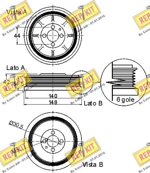 REPKIT RKT9045 - Piedziņas skriemelis, Kloķvārpsta www.autospares.lv