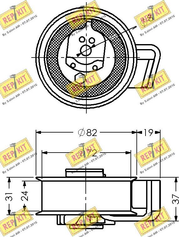 REPKIT RKT1941 - Spriegotājrullītis, Gāzu sadales mehānisma piedziņas siksna autospares.lv