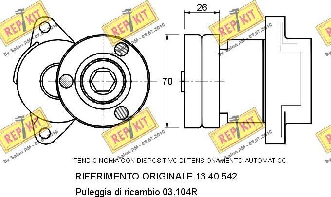 REPKIT RKT1543 - Натяжитель, поликлиновый ремень www.autospares.lv