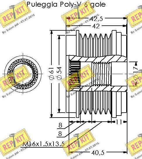 REPKIT RKT3694 - Piedziņas skriemelis, Ģenerators autospares.lv