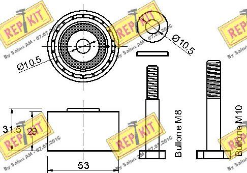 REPKIT RKT2466 - Deflection / Guide Pulley, timing belt www.autospares.lv