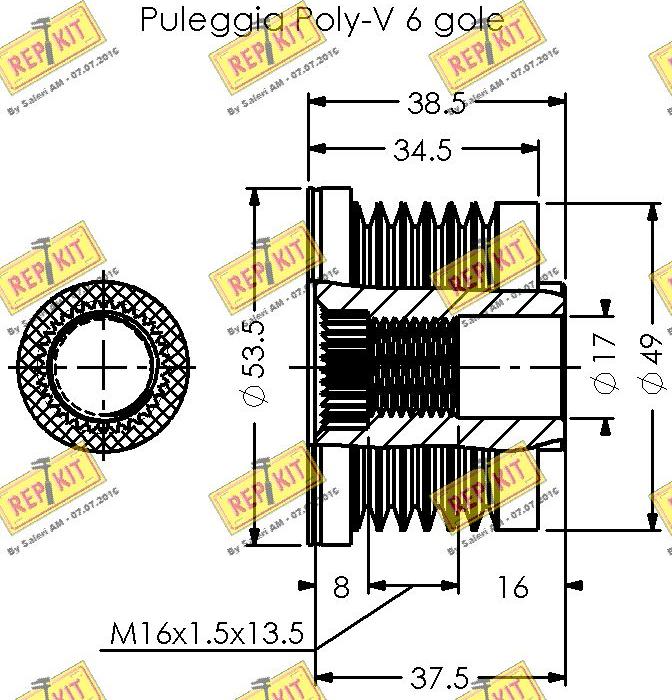 REPKIT RKT2118 - Pulley, alternator, freewheel clutch www.autospares.lv