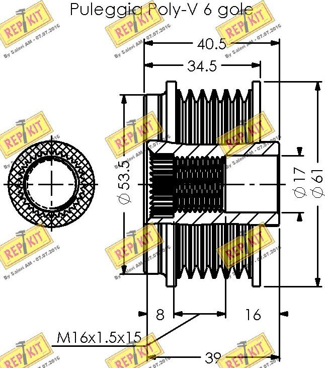 REPKIT RKT2117 - Pulley, alternator, freewheel clutch www.autospares.lv