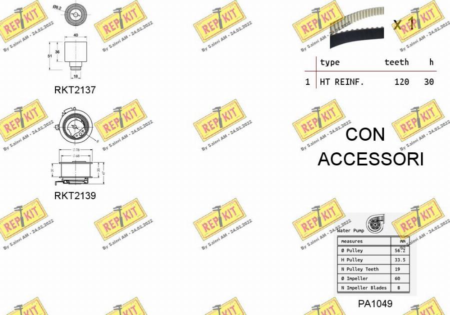 REPKIT RKTK0867PA3 - Водяной насос + комплект зубчатого ремня ГРМ www.autospares.lv