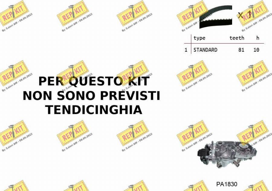 REPKIT RKTK0B06PA - Водяной насос + комплект зубчатого ремня ГРМ www.autospares.lv