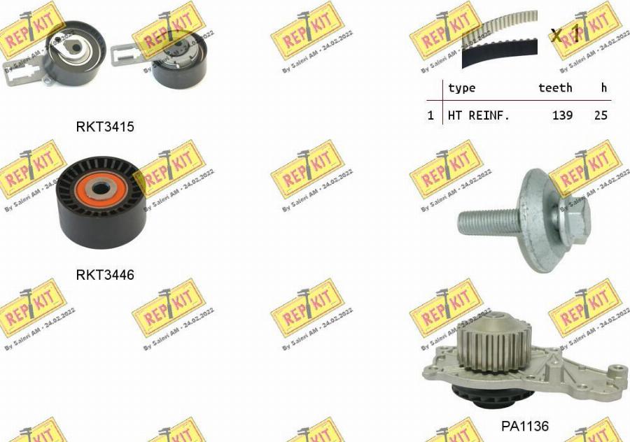 REPKIT RKTK1169PA - Water Pump & Timing Belt Set www.autospares.lv