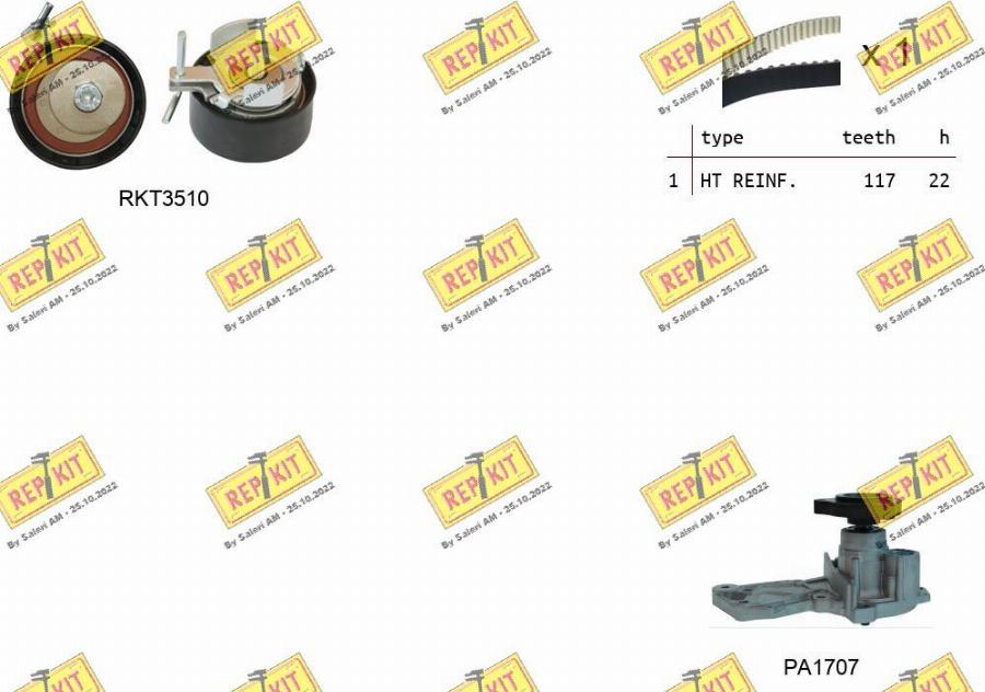 REPKIT RKTK1164PA2 - Ūdenssūknis + Zobsiksnas komplekts autospares.lv