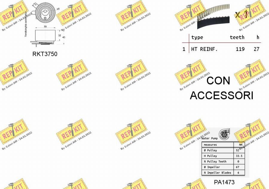 REPKIT RKTK1291PA - Ūdenssūknis + Zobsiksnas komplekts www.autospares.lv