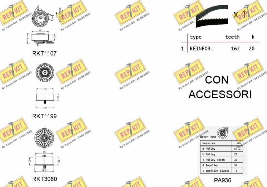 REPKIT RKTK1107PA3 - Water Pump & Timing Belt Set www.autospares.lv