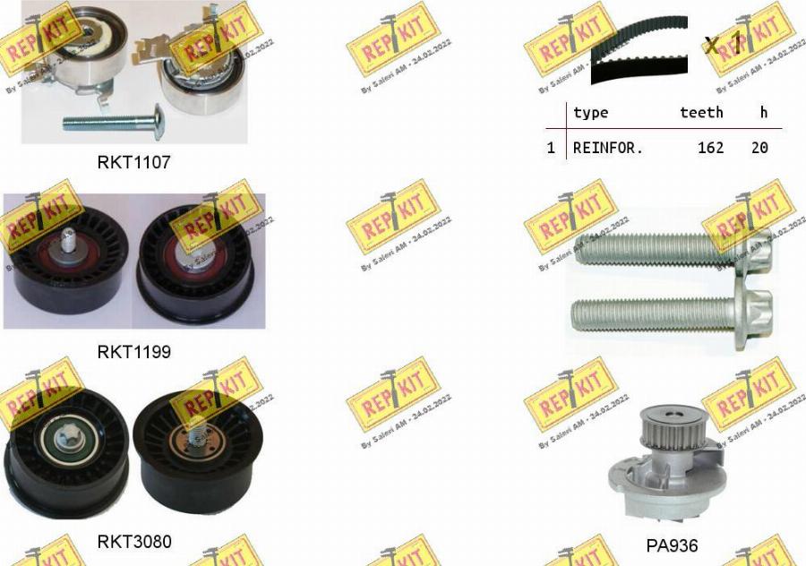 REPKIT RKTK1107PA3 - Water Pump & Timing Belt Set www.autospares.lv