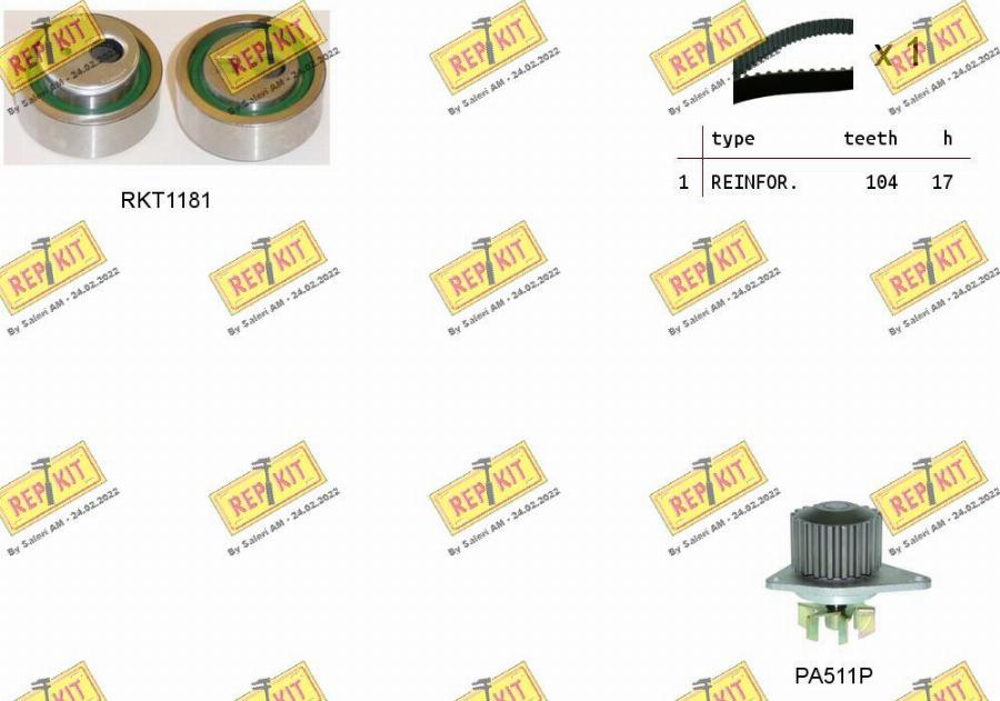 REPKIT RKTK1119PA - Water Pump & Timing Belt Set www.autospares.lv