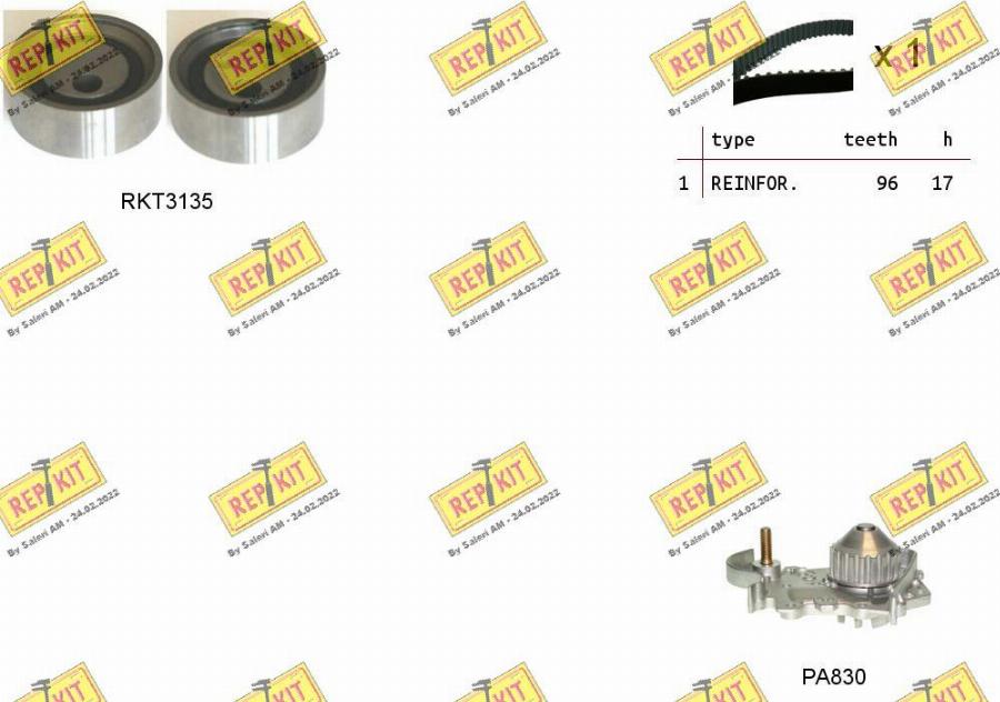 REPKIT RKTK1115PA - Water Pump & Timing Belt Set www.autospares.lv