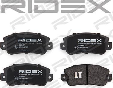 RIDEX 402B0900 - Тормозные колодки, дисковые, комплект www.autospares.lv