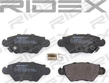 RIDEX 402B0078 - Тормозные колодки, дисковые, комплект www.autospares.lv