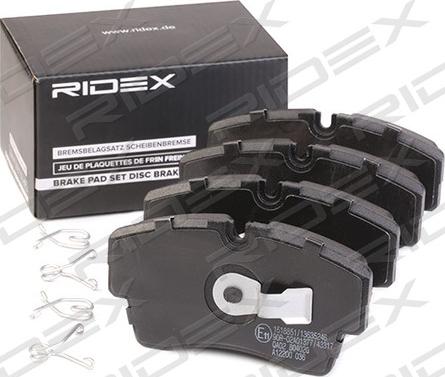 RIDEX 402B1085 - Тормозные колодки, дисковые, комплект www.autospares.lv