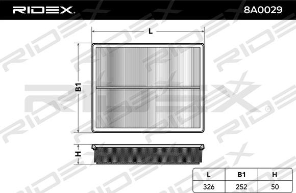 RIDEX 8A0029 - Gaisa filtrs autospares.lv