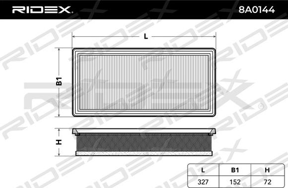 RIDEX 8A0144 - Gaisa filtrs autospares.lv