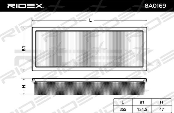 RIDEX 8A0169 - Gaisa filtrs autospares.lv