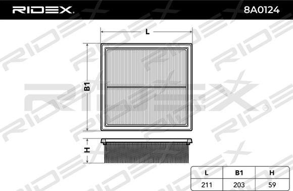 RIDEX 8A0124 - Gaisa filtrs autospares.lv