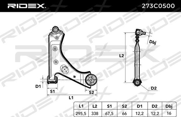 RIDEX 273C0500 - Neatkarīgās balstiekārtas svira, Riteņa piekare autospares.lv