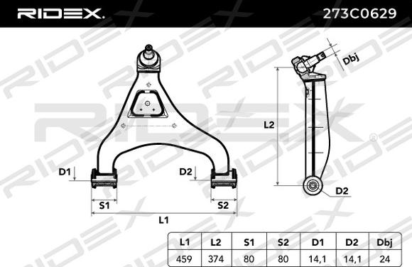 RIDEX 273C0629 - Neatkarīgās balstiekārtas svira, Riteņa piekare www.autospares.lv