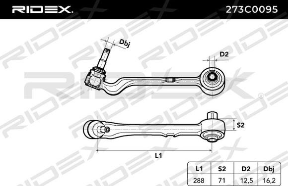 RIDEX 273C0095 - Neatkarīgās balstiekārtas svira, Riteņa piekare www.autospares.lv