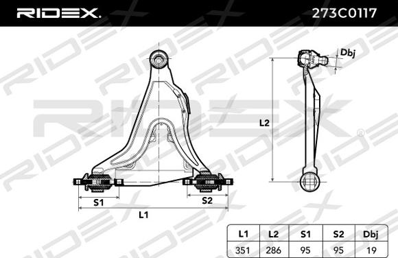 RIDEX 273C0117 - Neatkarīgās balstiekārtas svira, Riteņa piekare autospares.lv