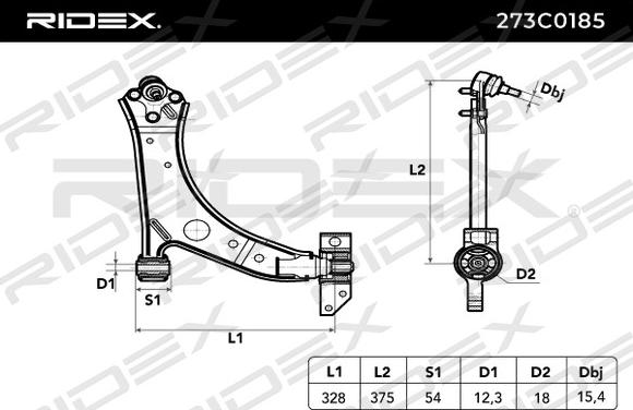 RIDEX 273C0185 - Neatkarīgās balstiekārtas svira, Riteņa piekare autospares.lv