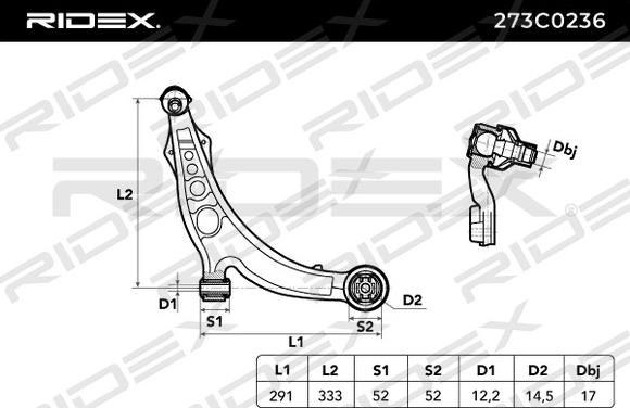 RIDEX 273C0236 - Neatkarīgās balstiekārtas svira, Riteņa piekare www.autospares.lv