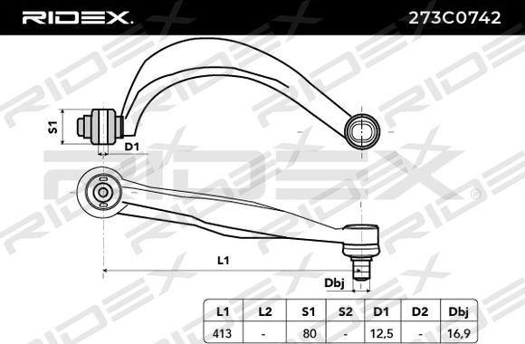 RIDEX 273C0742 - Neatkarīgās balstiekārtas svira, Riteņa piekare www.autospares.lv