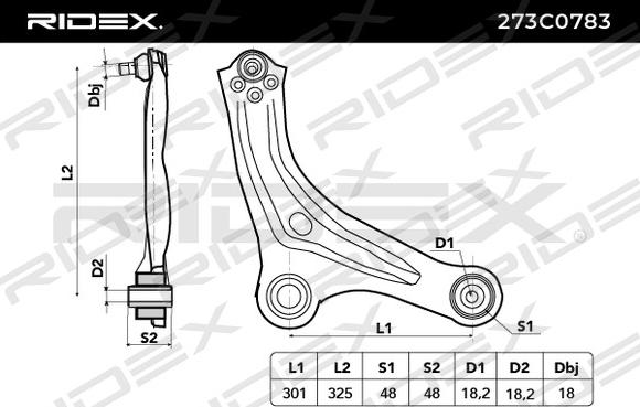 RIDEX 273C0783 - Рычаг подвески колеса www.autospares.lv