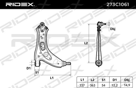 RIDEX 273C1061 - Neatkarīgās balstiekārtas svira, Riteņa piekare autospares.lv