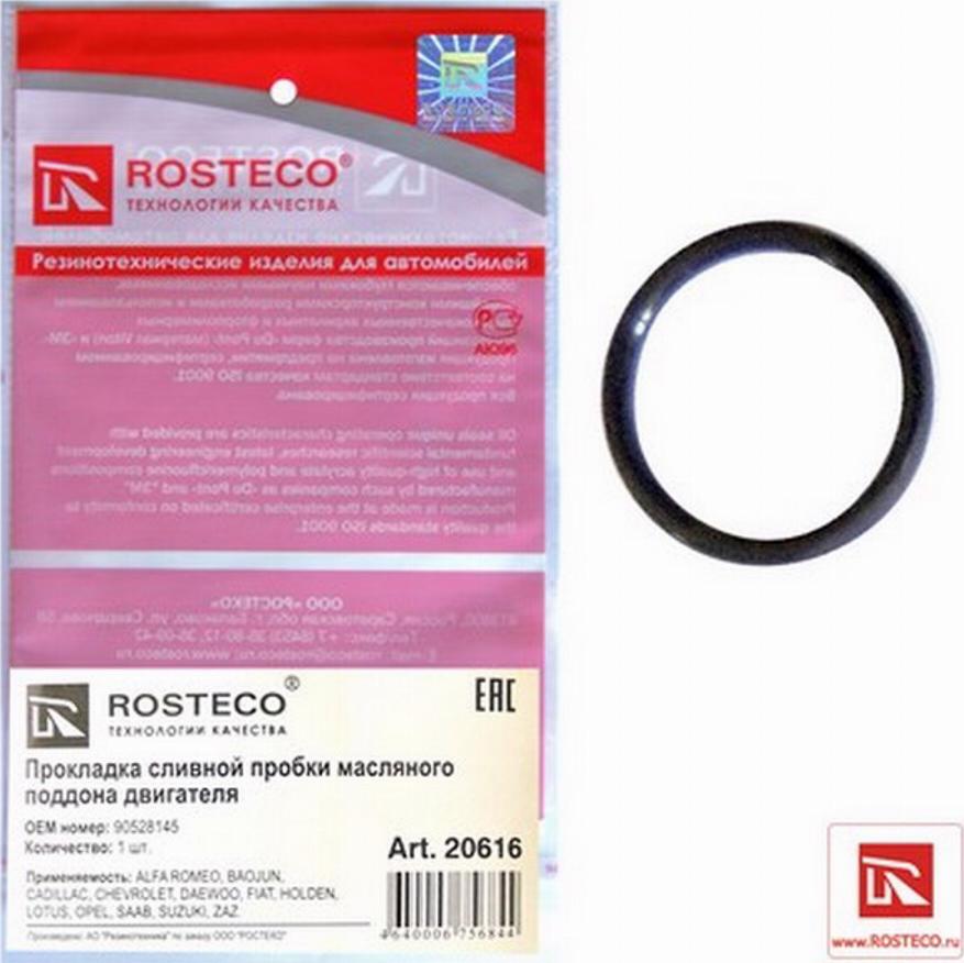 Rosteco 20616 - Blīvgredzens, Eļļas noliešanas korķis www.autospares.lv