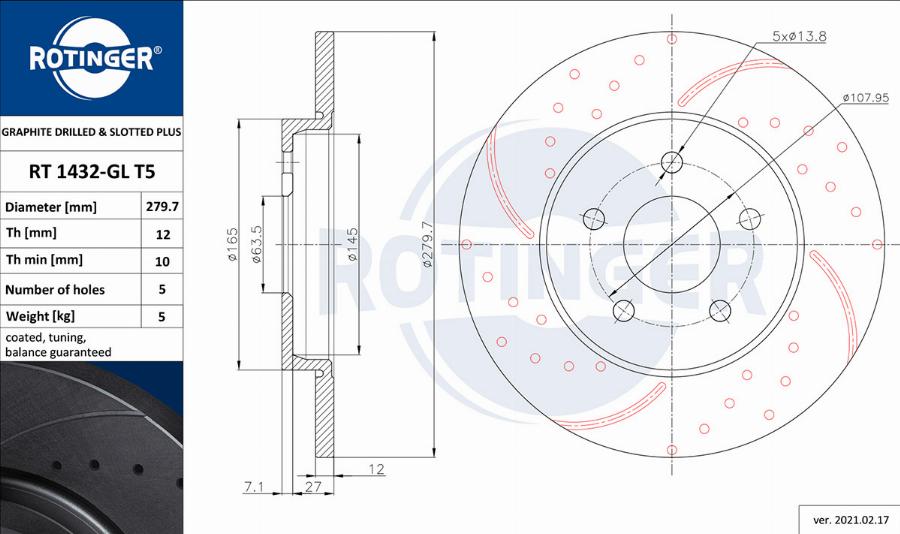 Rotinger RT 1432-GL T5 - Bremžu diski autospares.lv