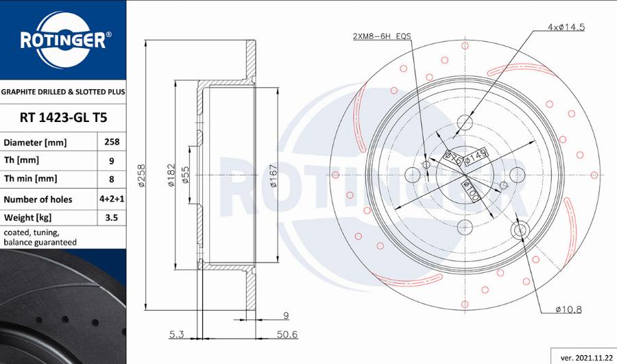 Rotinger RT 1423-GL T5 - Тормозной диск www.autospares.lv