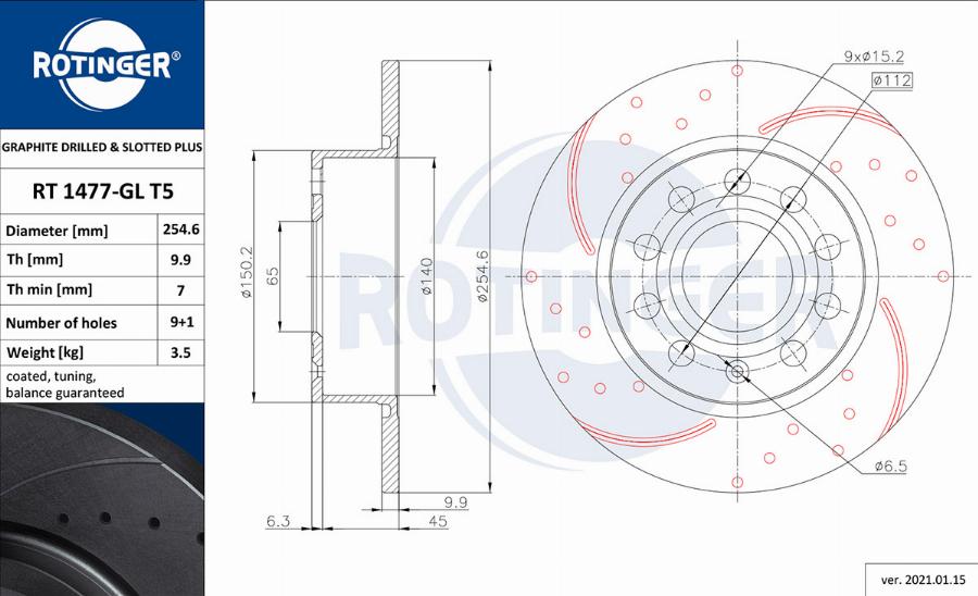 Rotinger RT 1477-GL T5 - Brake Disc www.autospares.lv