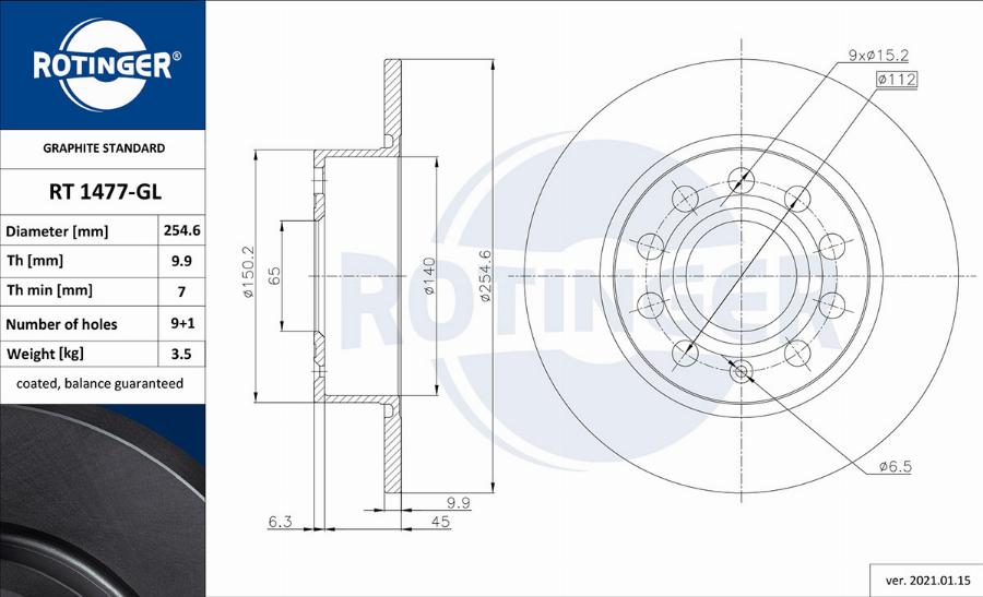 Rotinger RT 1477-GL - Brake Disc www.autospares.lv